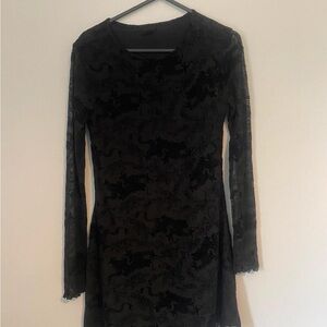 Urban Outfitters Black Lace Long Sleeve Dress
